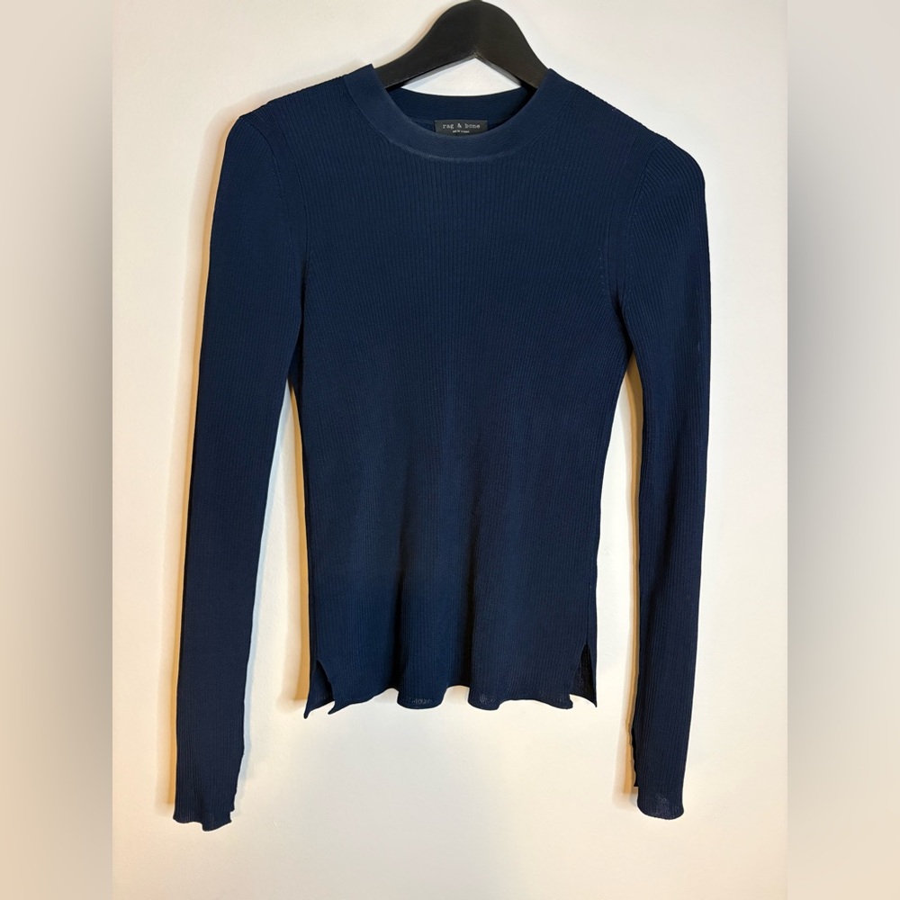 Rag & Bone Midnight Blue Long Sleeve Top sweater size XS Dark Blue